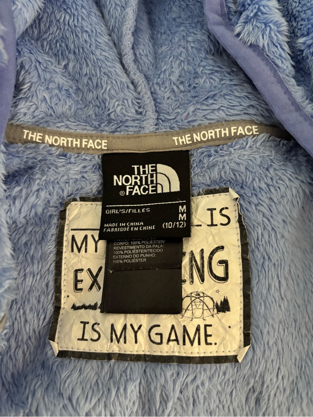 The North Face OSO Jacket Girls Youth Hooded Sherpa Size Medium 10/12 Periwinkle - Picture 3 of 10